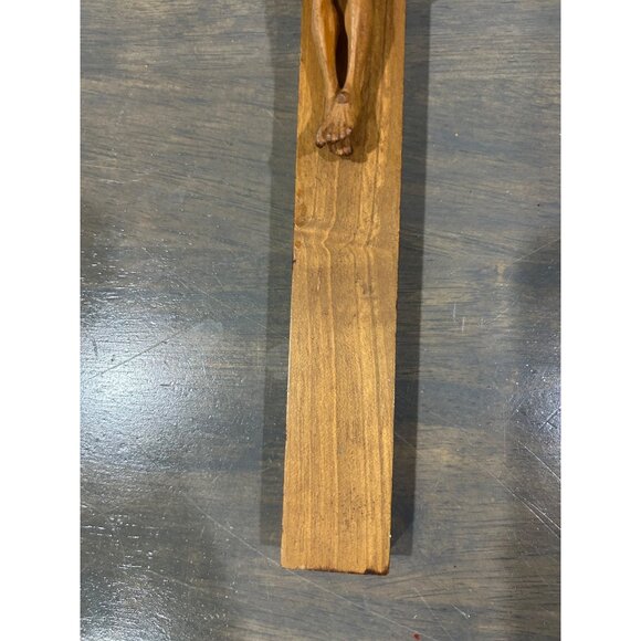Vintage Anri Italy Hand Carved Wood Cross Crucifix Jesus Original Sticker 13" - Picture 4 of 9